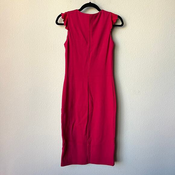RED Valentino Red Scalloped Ruffle Sheath Dress Size Small - Picture 3 of 6